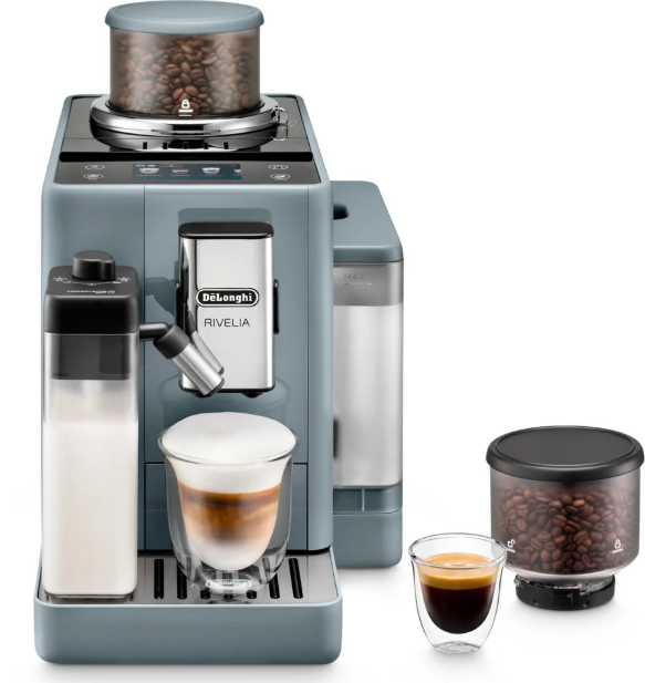 De'Longhi Rivelia EXAM440.55.G Fully Automatic Coffee Machine – 2 Bean Containers, Bean Switch, 16 Recipes
