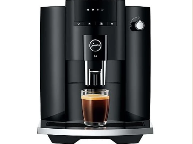 JURA E4 Piano Black Fully Automatic Coffee Machine – Professional Aroma Grinder, 3D Brewing Process, 3 Intensities