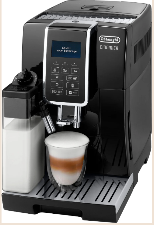 De'Longhi Dinamica ECAM356.57.B Fully Automatic Coffee Machine – LatteCrema System, 14 Beverages, Carafe Function