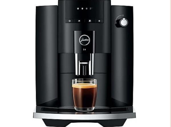 JURA E4 Piano Black Fully Automatic Coffee Machine – Professional Aroma Grinder, 3D Brewing Process, 3 Intensities